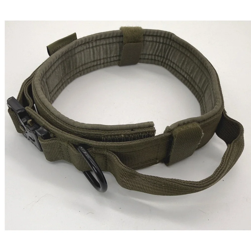 Excellent Elite Spanker Tactical Dog Collar XL Green Metal Buckle Handle K9